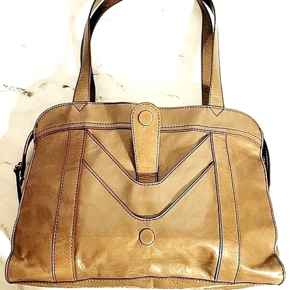 Unique HOBO Large Rare Taupe/Brown Leather Satchel with Wanderlust Lining - Picture 2 of 10